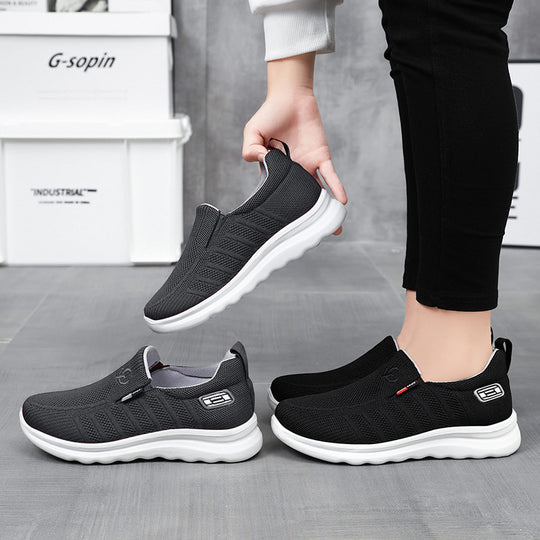 Herren nan atmungsaktiver Slip-On Strick-Freizeitschuh mit elastischem Einstieg, gepolsterter Komfortsohle und rutschfester Wellenlaufsohle EB