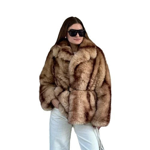 Damen Fuchsimitat Mantel EB
