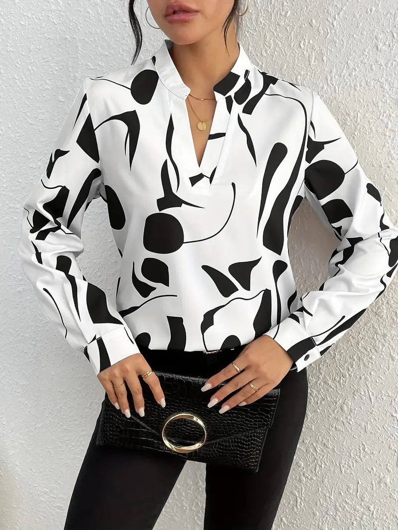 Damen High Fashion Bluse mit modernem Muster EB