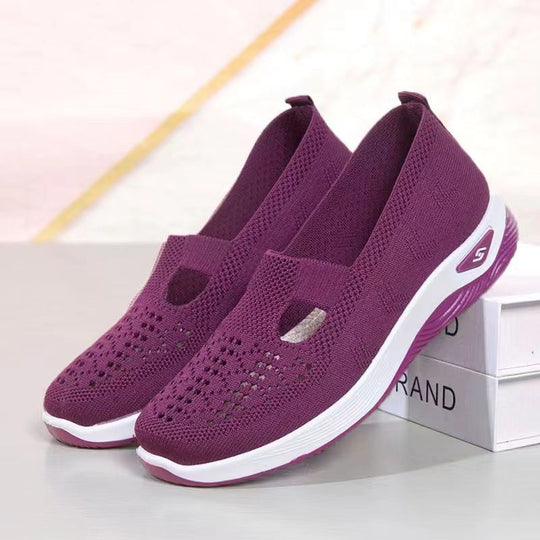 Damen Slip-On Sneakers mit atmungsaktivem Strick-Obermaterial und flexibler Sohle EB