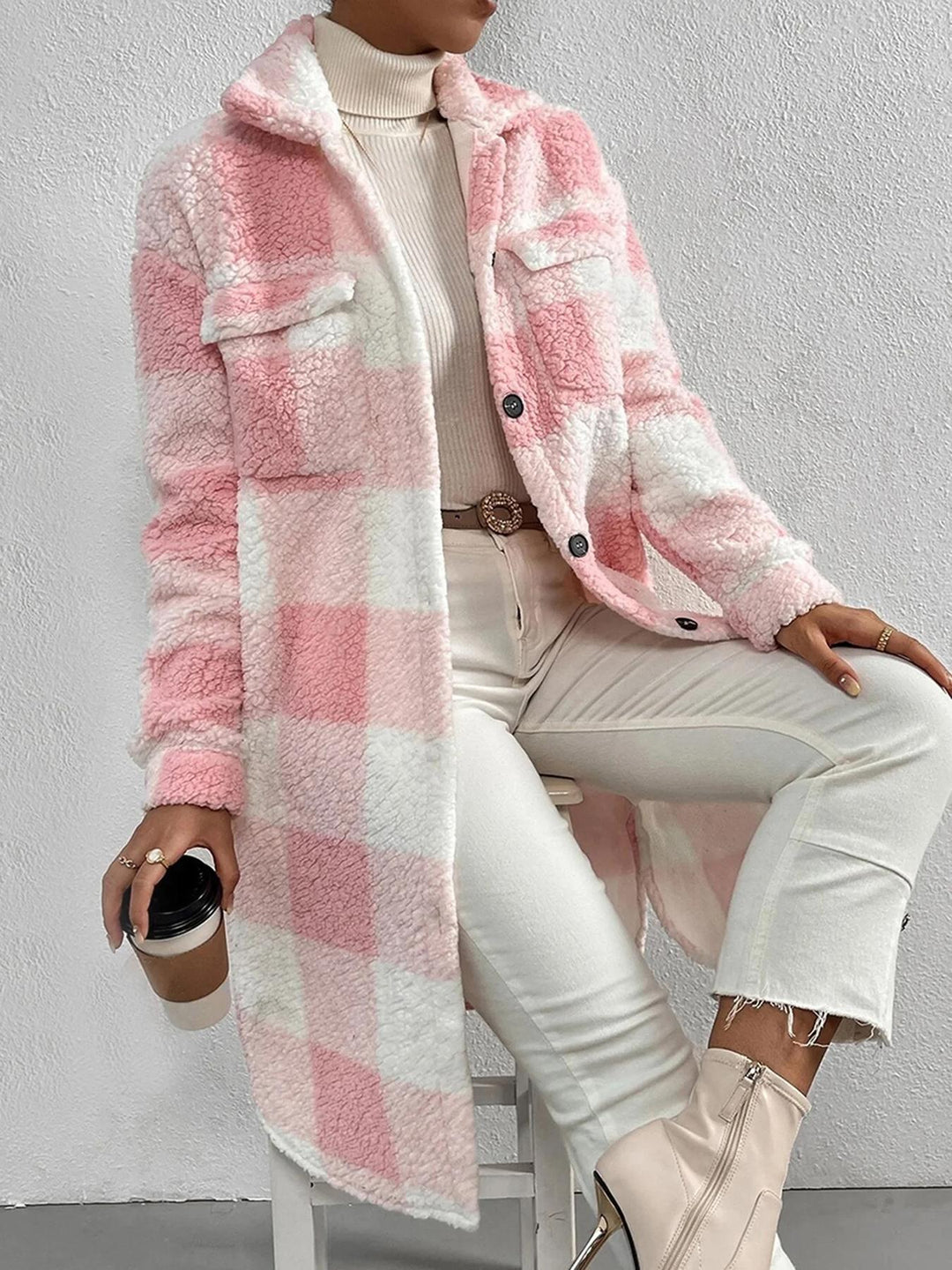 Damen Kuschelige Karojacke EB
