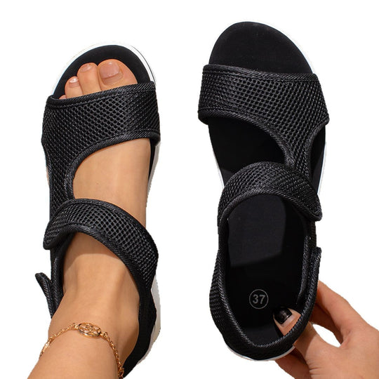 Damen Sandalen mit verstellbaren Klettverschlüssen und atmungsaktivem Obermaterial EB