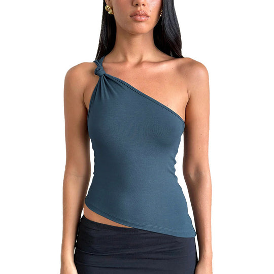 Damen asymmetrisches Trägershirt mit elegantem Knoten-Detail EB