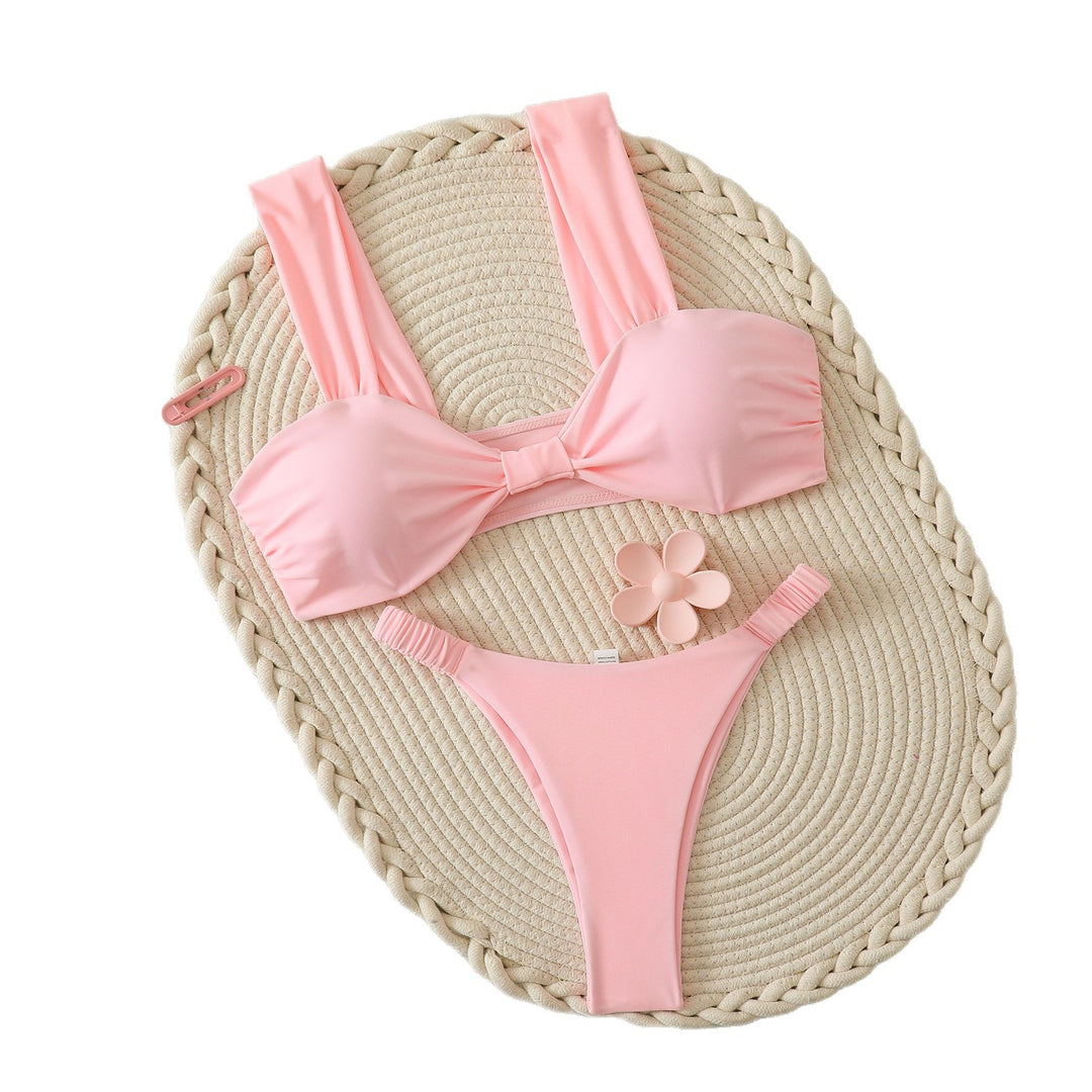 Damen Bandeau-Bikini mit breiten Trägern und voluminösem Design EB