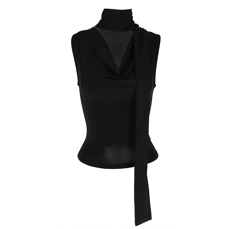 Damen Elegantes Oberteil mit modischem Schal-Design EB