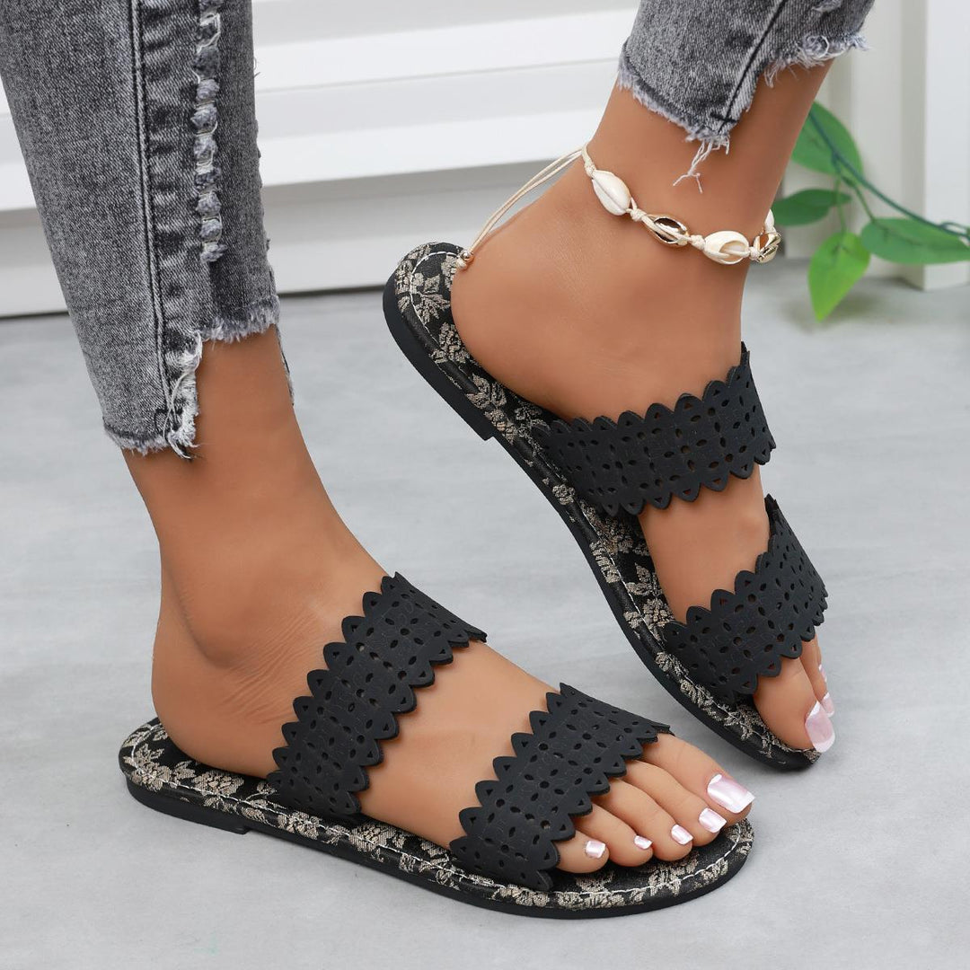 Damen Komfortable Slides mit modischen Cut-Out-Riemen EB