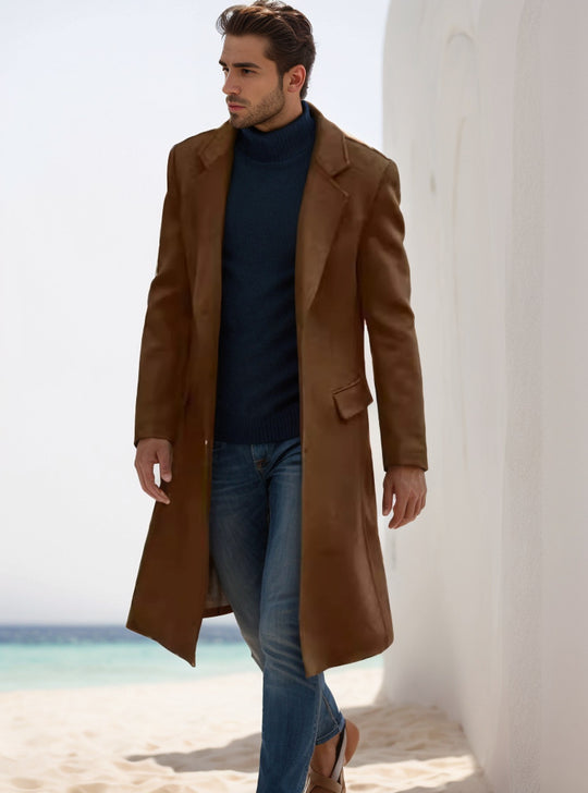 Herren eleganter klassischer Langmantel EB