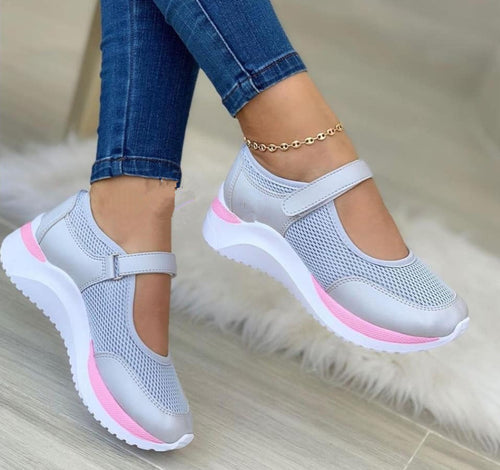 Damen bequeme Mesh-Sneakers mit Klettverschluss EB