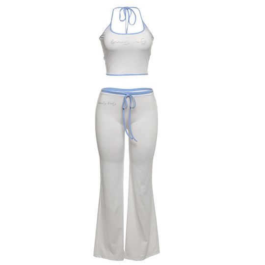 Damen Sportliches Zweiteiler-Set mit bra und weit geschnittener Hose EB