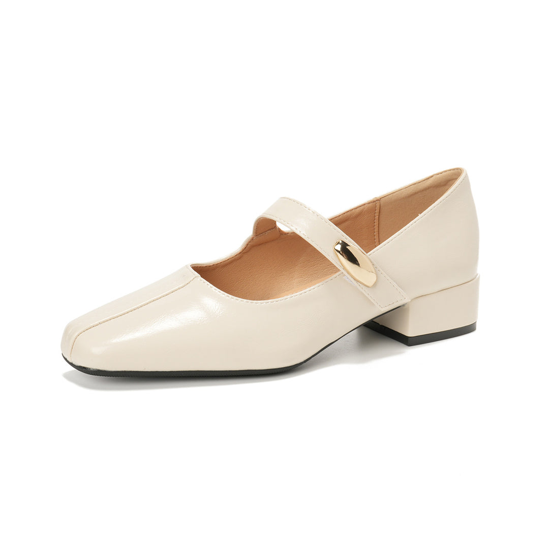 Damen edle Ballerinas mit modischem Riemen und quadratischer Zehenform EB