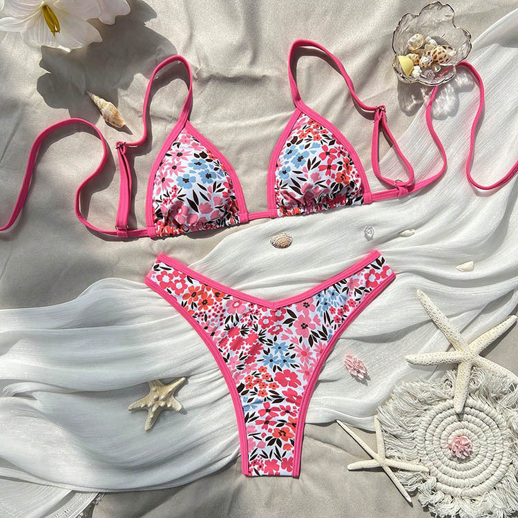 Damen Triangel-Bikini-Set mit tierischem Muster und verspieltem Design EB