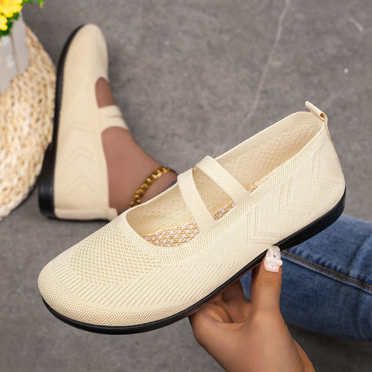 Damen bequeme Ballerinas mit elastischen Riemen und atmungsaktiver Mesh-Oberfläche EB