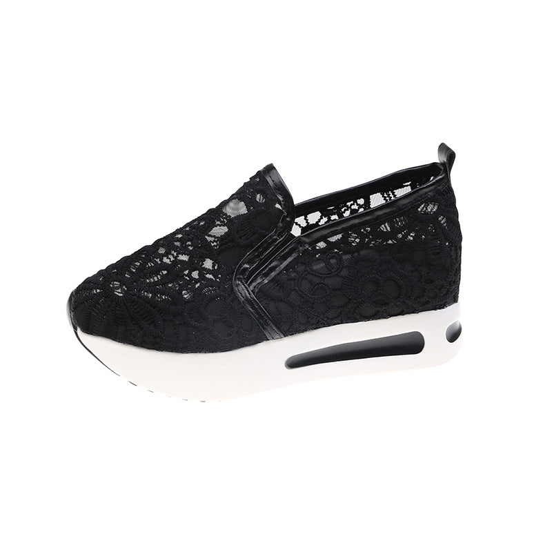 Damen Slip-On Sneakers mit eleganter Spitzenoberfläche und bequemer Dämpfung EB