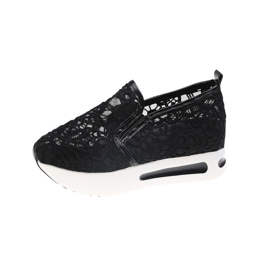 Damen Slip-On Sneakers mit eleganter Spitzenoberfläche und bequemer Dämpfung EB