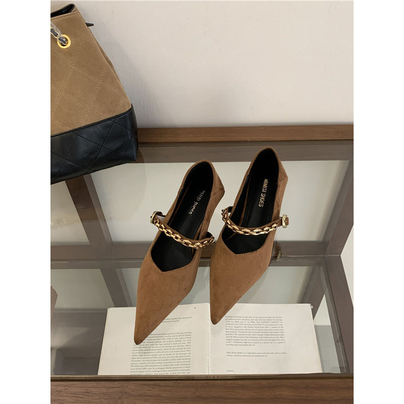 Damen spitze Pumps mit dekorativer Kettenapplikation EB