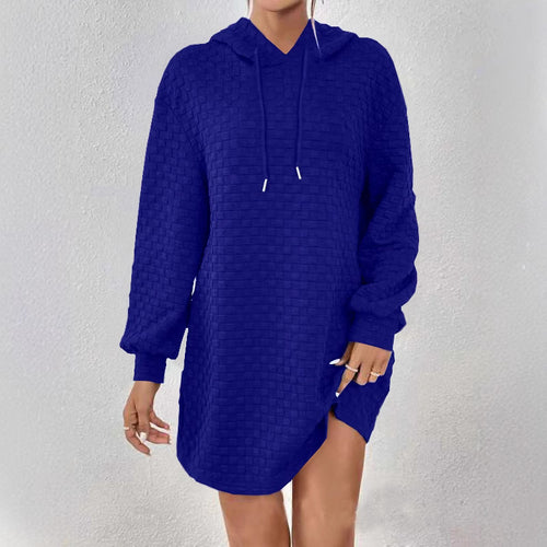 Damen Kapuzenpulloverkleid mit trendy Struktur EB