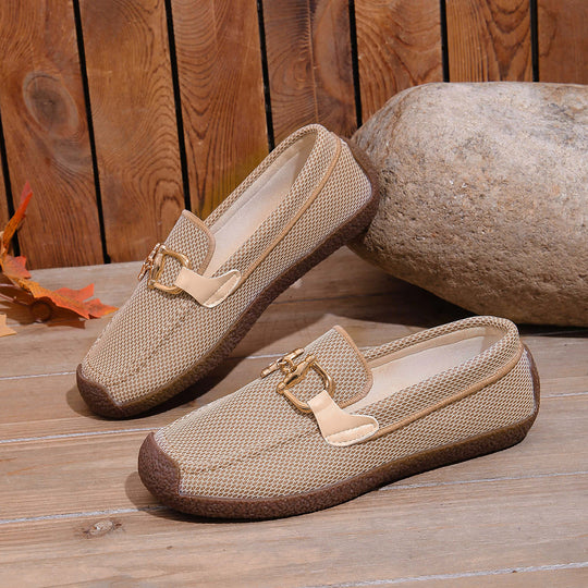 Damen Bequeme Clog-Schuhe mit luftiger Mesh-Oberfläche und modischem Schnallen-Detail EB