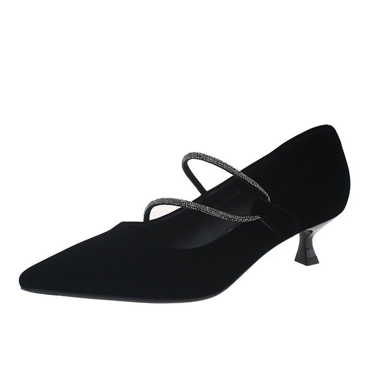Damen elegante Pumps mit zartem Strass-Dekor EB