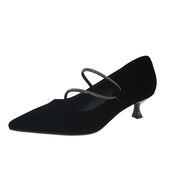 Damen elegante Pumps mit zartem Strass-Dekor EB
