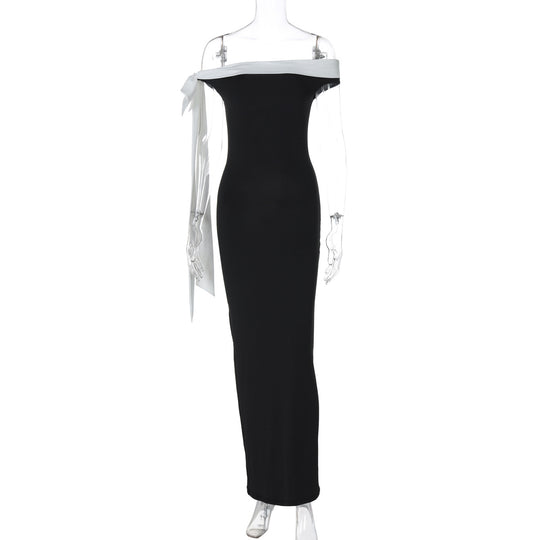Damen Elegantes Maxikleid mit Off-Shoulder Design und schmalem Schnitt EB