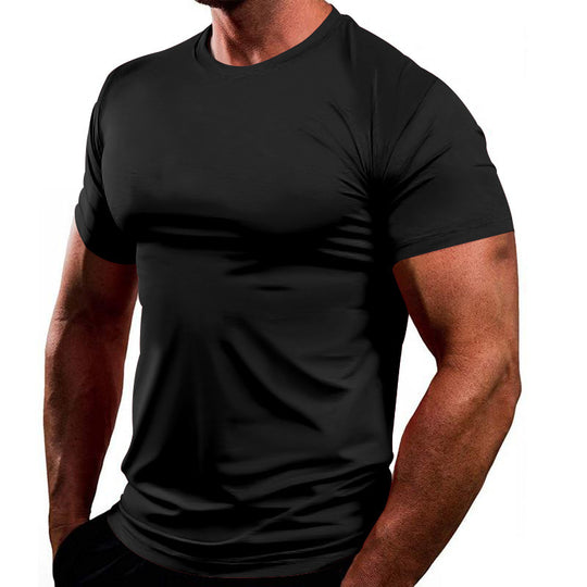 Herren nan athletisches Melange-Elasthanshirt mit nahtlosem Schulterdesign und körperformendem Schnitt EB