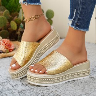 Damen Wedge-Sandalen mit geflochtenem Obermaterial EB