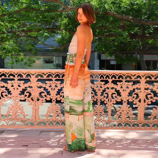 Damen Wickel-Jumpsuit mit floralem Design und elastischem Gummizug EB