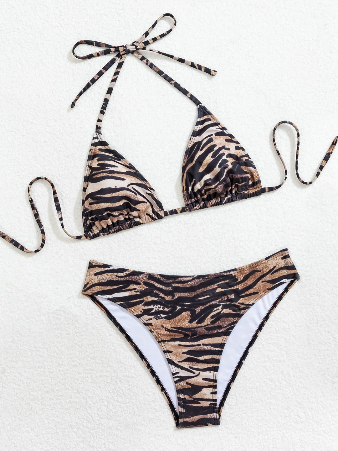 Damen Triangel-Bikini mit floralem Muster und verstellbaren Trägern EB