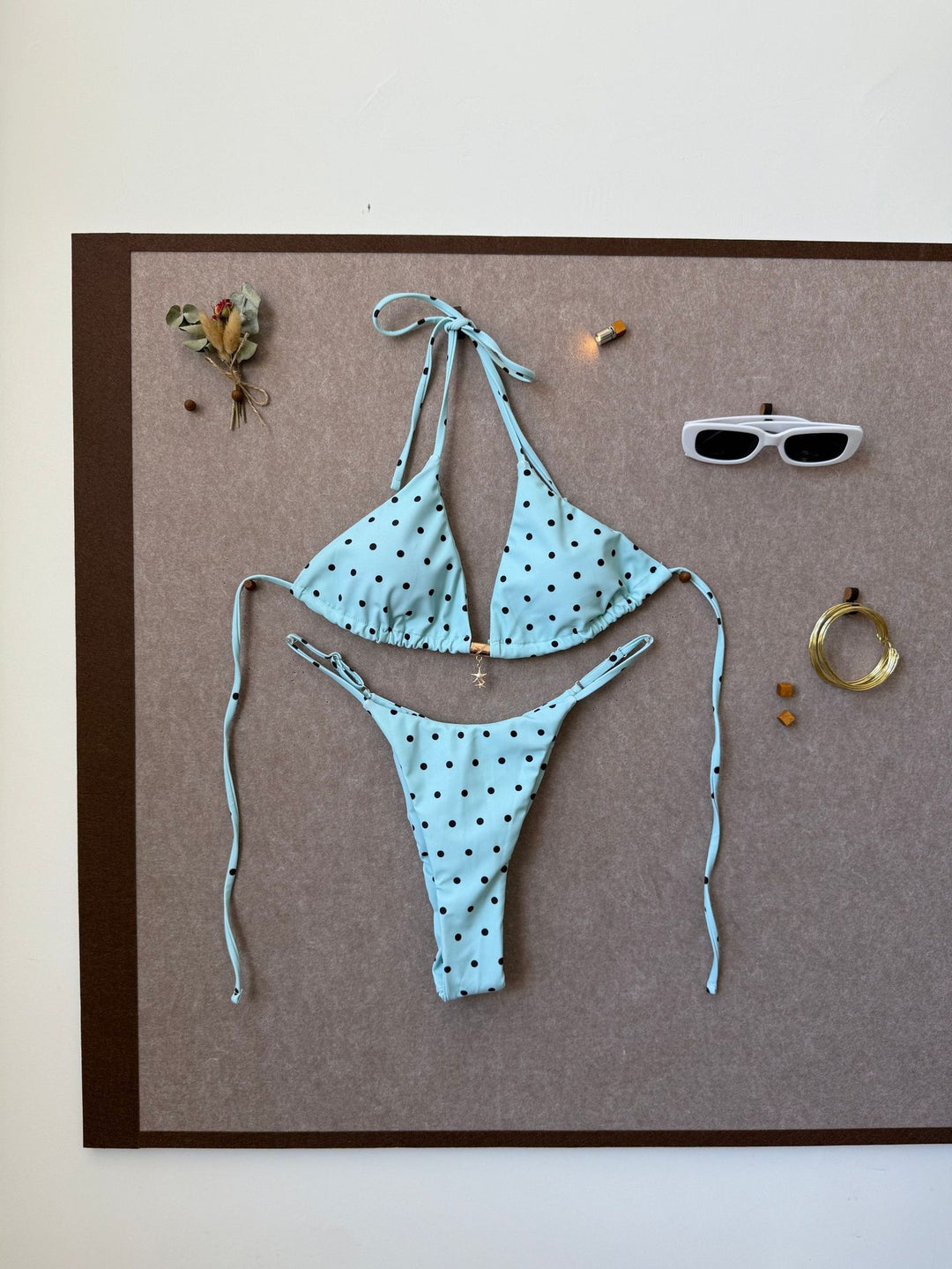 Damen Triangel-Bikini mit verspieltem Punkte-Design EB