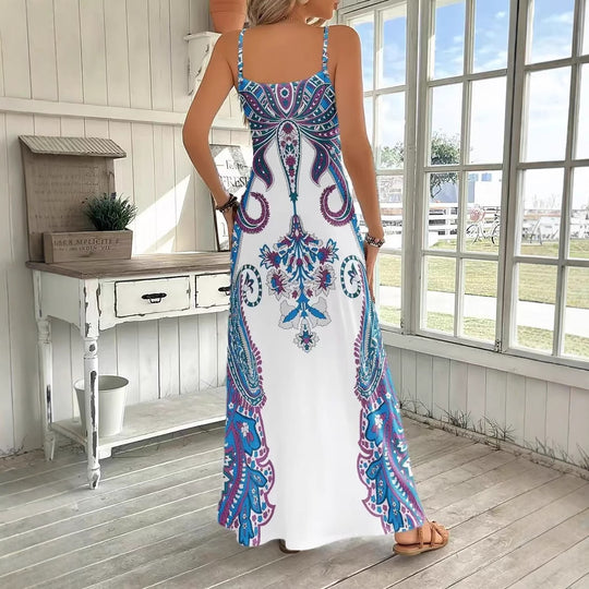 Damen Maxikleid mit verspieltem Druck und eleganter Silhouette EB