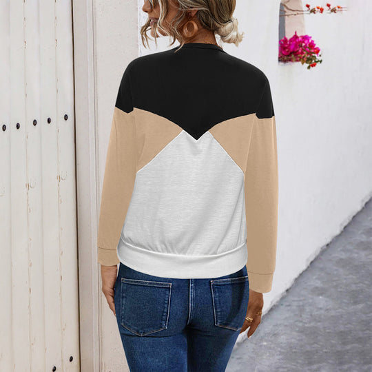Damen lässiges Sweatshirt mit modischem Farbblock-Design EB