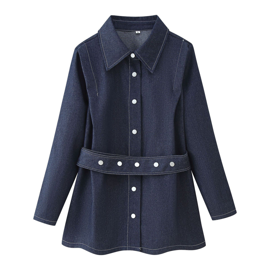 Damen Denim-Oberhemd mit taillierten Knöpfen und modischem Schnitt EB