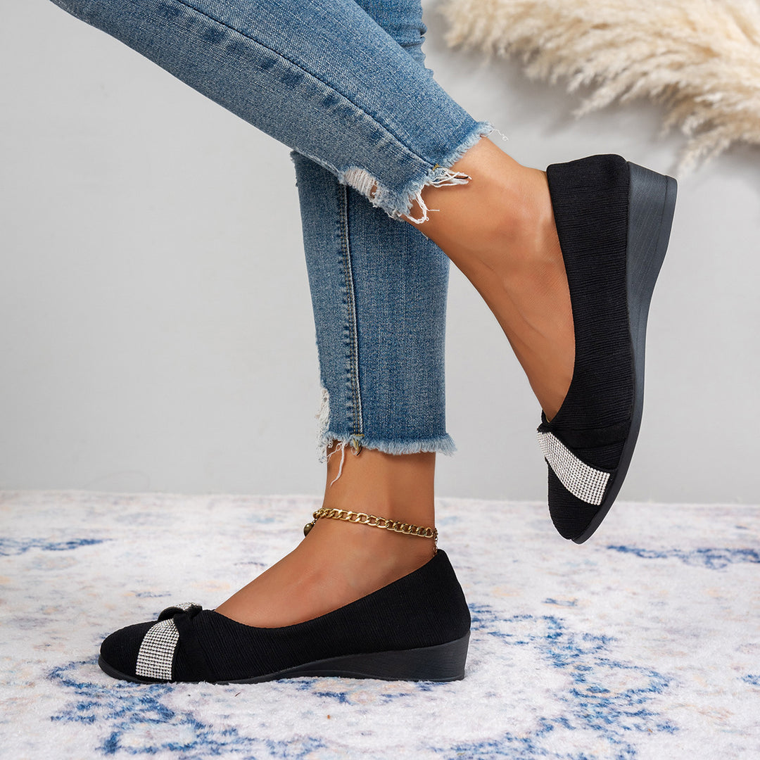Damen elegante Slip-On Ballerinas mit funkelnden Applikationen EB