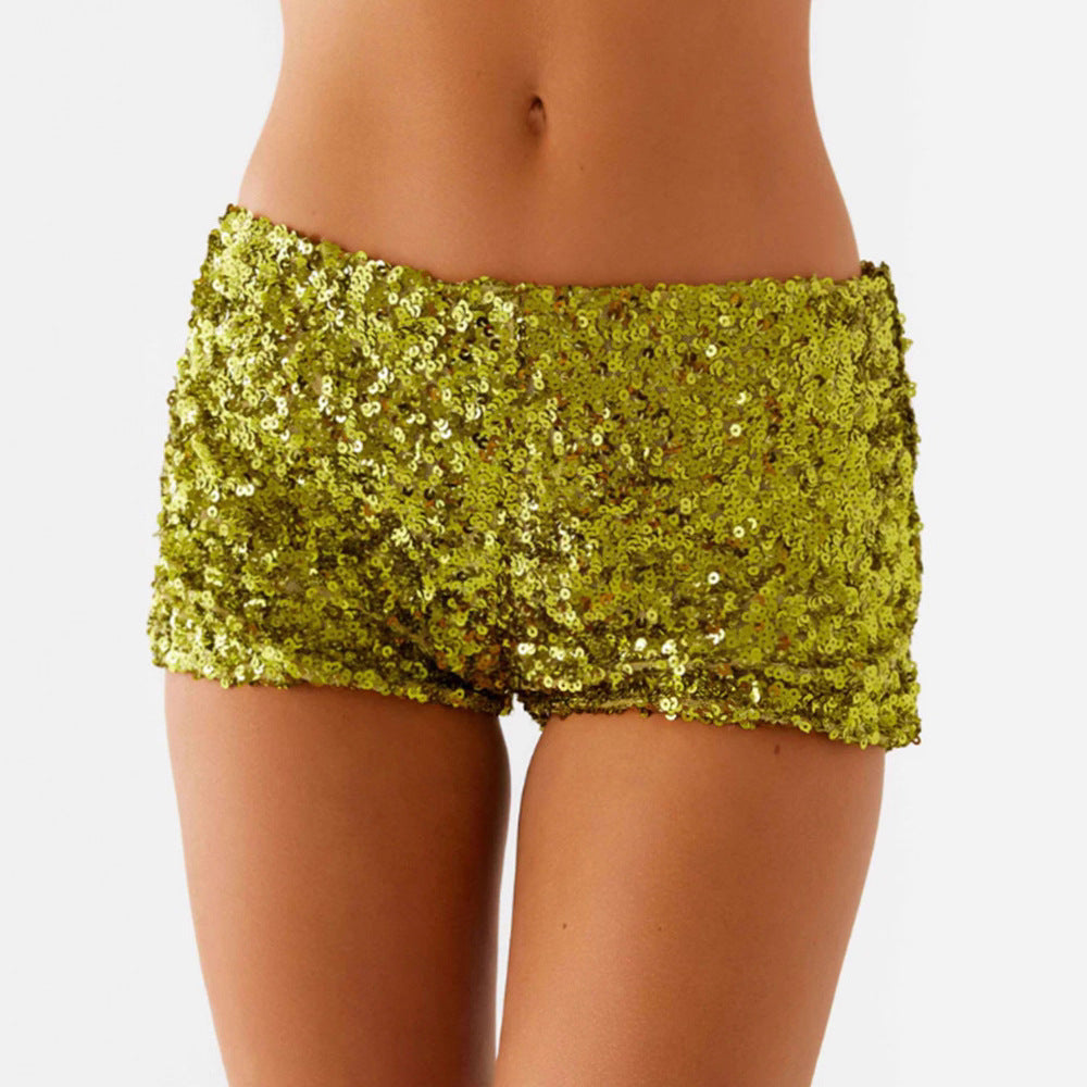 Damen Glitzernde Shorts mit angesagtem Schnitt und elastischem Bund EB