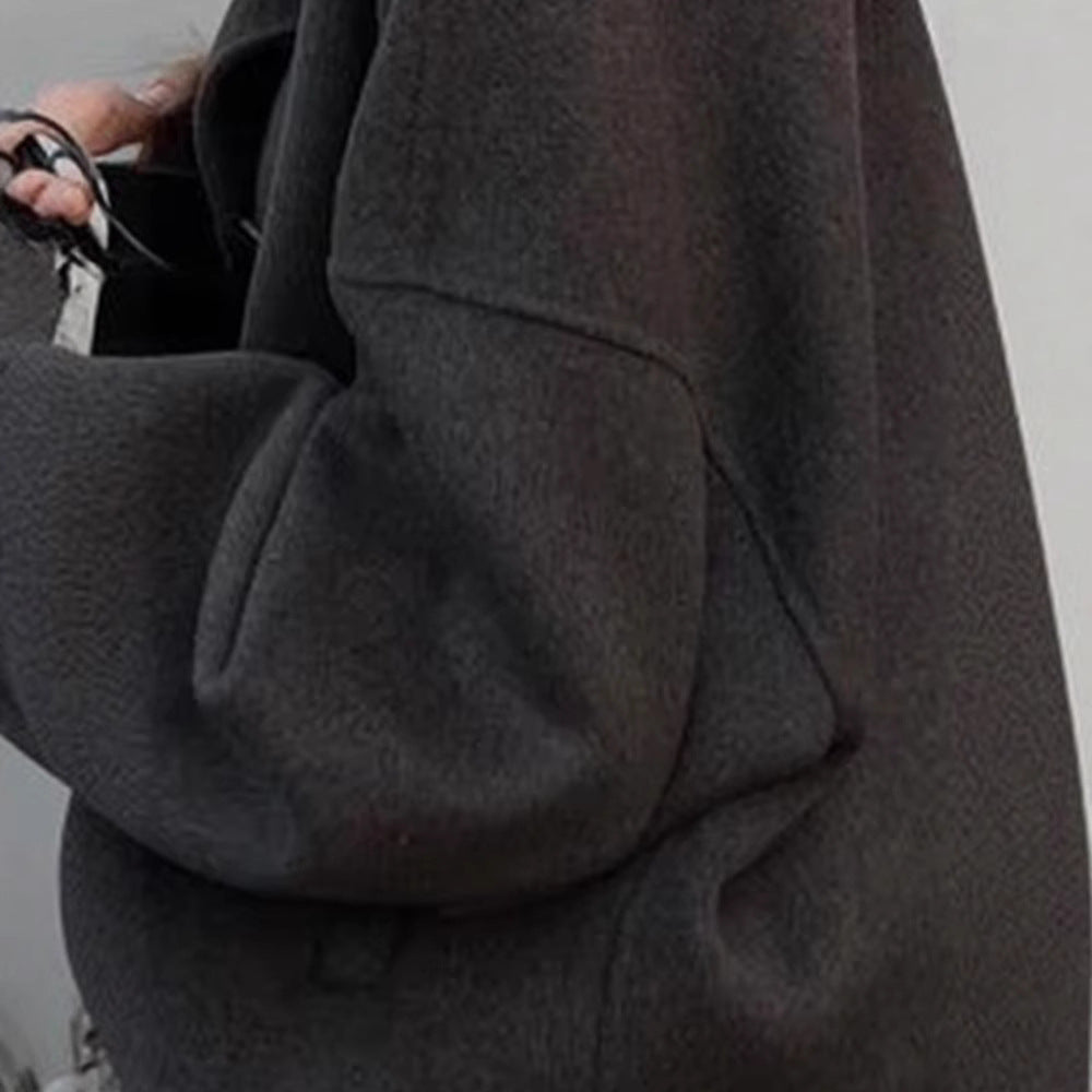 Damen Modische Oversized Jacke aus hochwertigem Wollgemisch EB