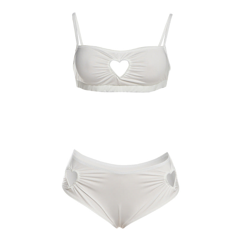 Damen Zweiteiliges Bikiniset mit Herz-Ausschnitten und Rüschen EB