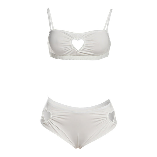 Damen Zweiteiliges Bikiniset mit Herz-Ausschnitten und Rüschen EB