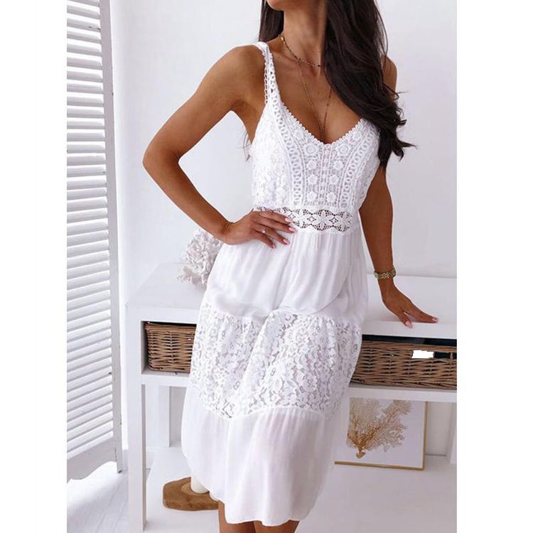 Damen Sommerkleid mit eleganten Spitzenakzenten und luftiger Passform Heidi-Mode