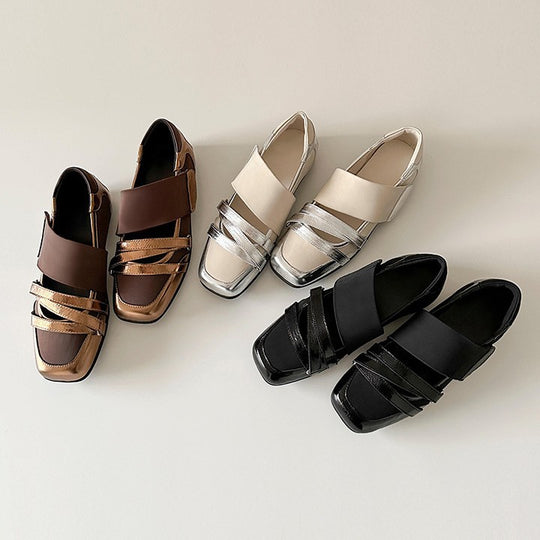 Damen Modische Ballerina-Schuhe mit dekorativen Metallic-Details EB
