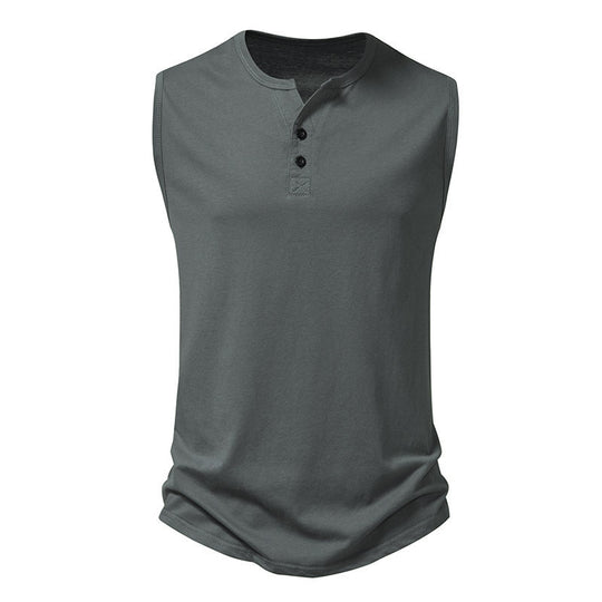 Herren ärmelloses Henley-Shirt mit modernem Knopfdesign EB