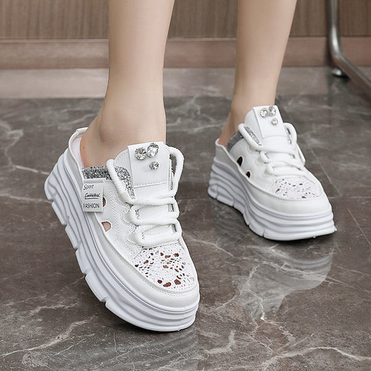 Damen Plateauschlüpfschuhe mit modischem Glitzer-Design EB
