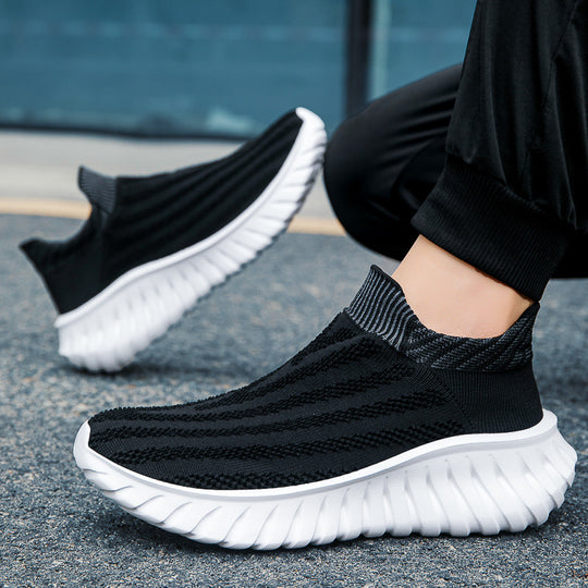 Unisex nan nahtloser Strick-Schlupf-Sneaker mit elastischem Sockenkragen und profiliertem Dämpfungssohlenprofil EB