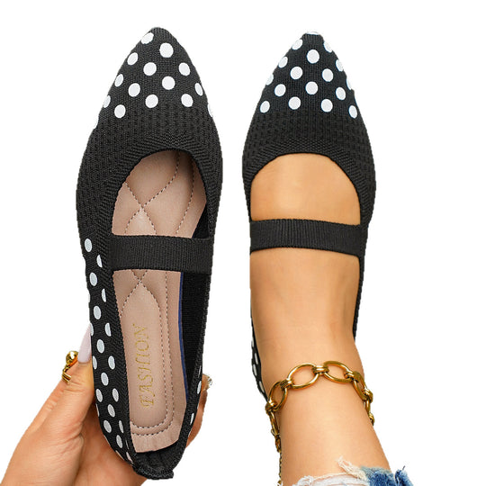 Damen Ballerinas mit punktiertem Design und elastischem Fesselriemen EB