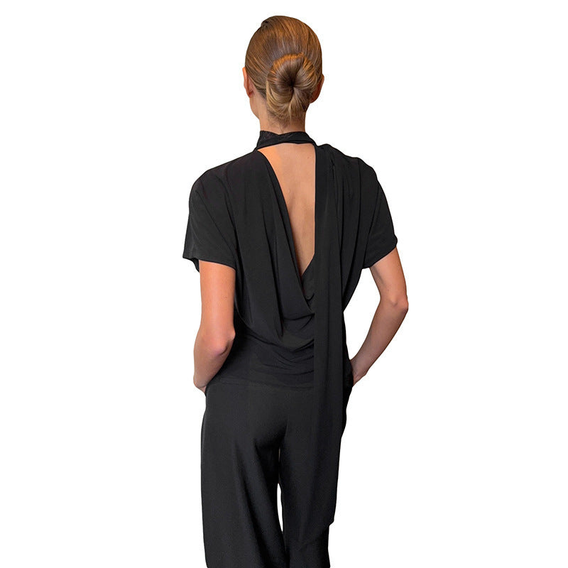 Damen Cropped Oberteil mit hochgeschlossenem Kragen und voluminösen Ärmeln EB