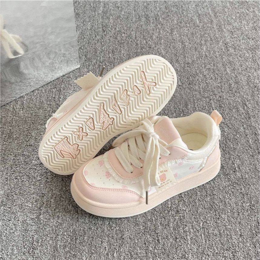 Damen Sportliche Sneaker mit niedlichem Tiermotiv und elastischen Schnürsenkeln EB