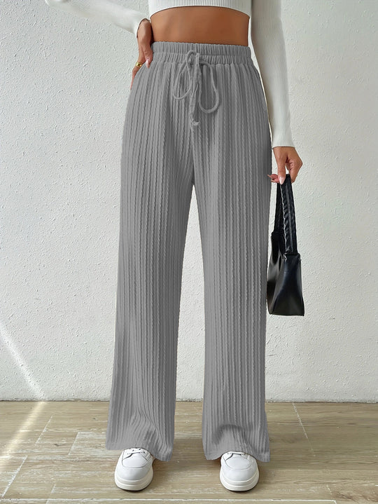 Damen weite Komfort-Hose mit elastischem Bund und Streifenmuster EB