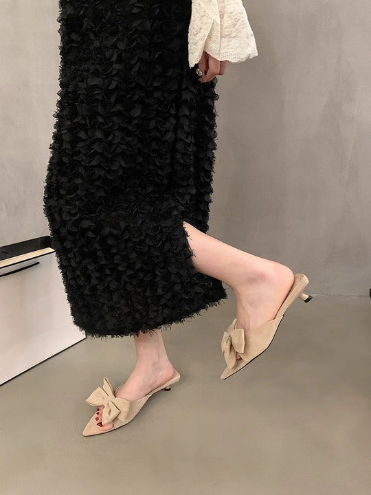 Damen elegante Mules mit Schleifenakzenten EB