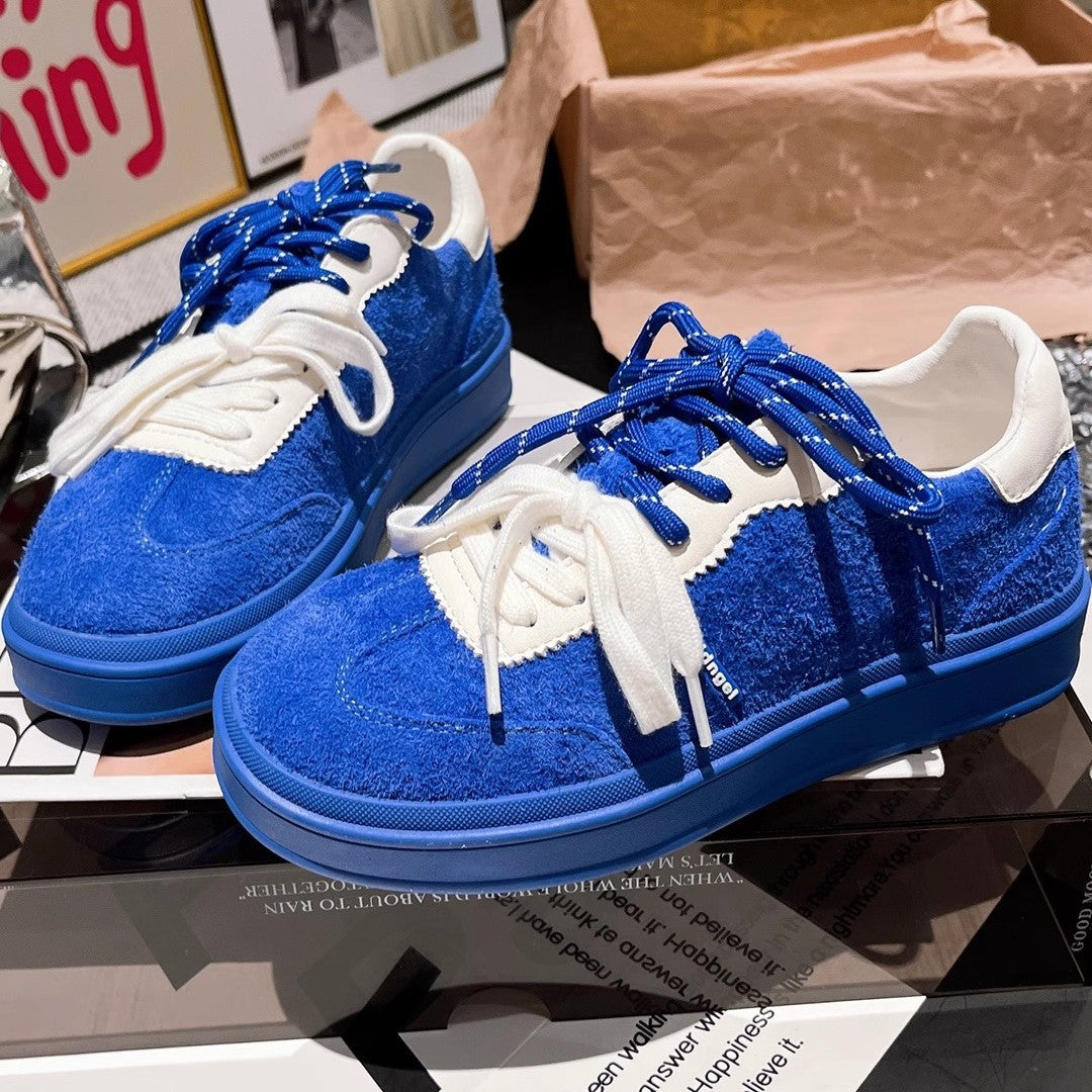 Damen modische Sneakers mit geflochtenem Obermaterial und kontrastierenden Schnürsenkeln EB