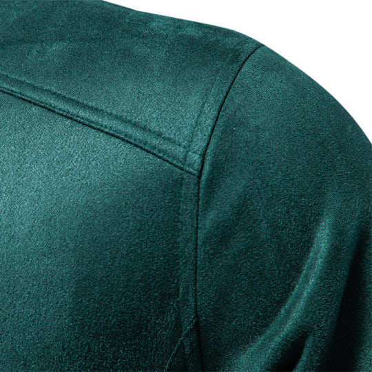 Herren nan Velourslederjacke mit Stehkragen, schmaler Passform und Reißverschlusstaschen EB