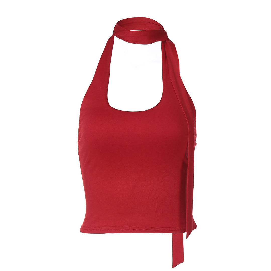 Damen elegantes Haltertop mit verspieltem Krawatten-Design EB